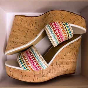 Veronica Beard Dali Raffia Wedge Sandals size 9